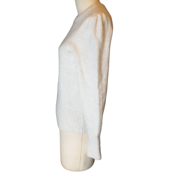 Banana Republic Puff Sleeve Ivory Alpaca Wool Sweater Women's Size Medium - Picture 2 of 6